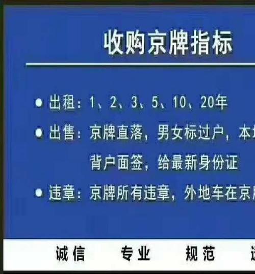 京牌指标出租一年多少钱